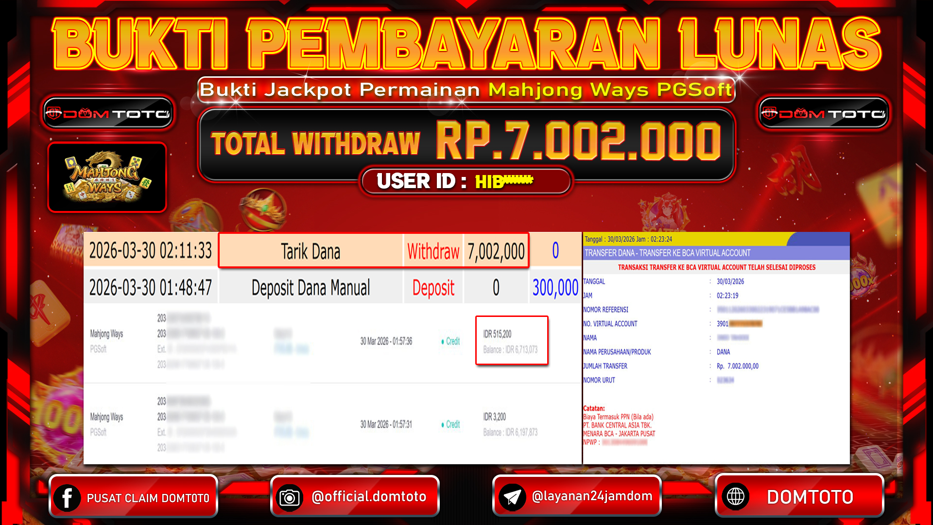 JACKPOT SLOT Mahjong Ways PGSoft 30 MARET 2026